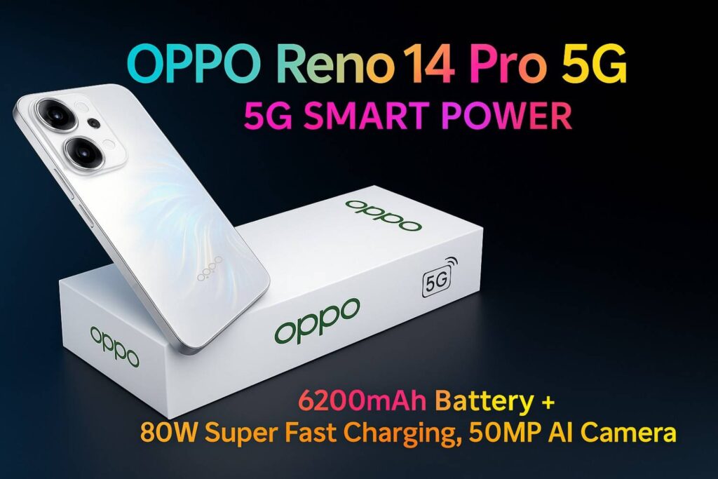 OPPO Reno14 Pro 5G - 6200mAh Battery + 80W SuperVOOC Charging, 50MP AI Camera और Dimensity 8450 का कमाल!