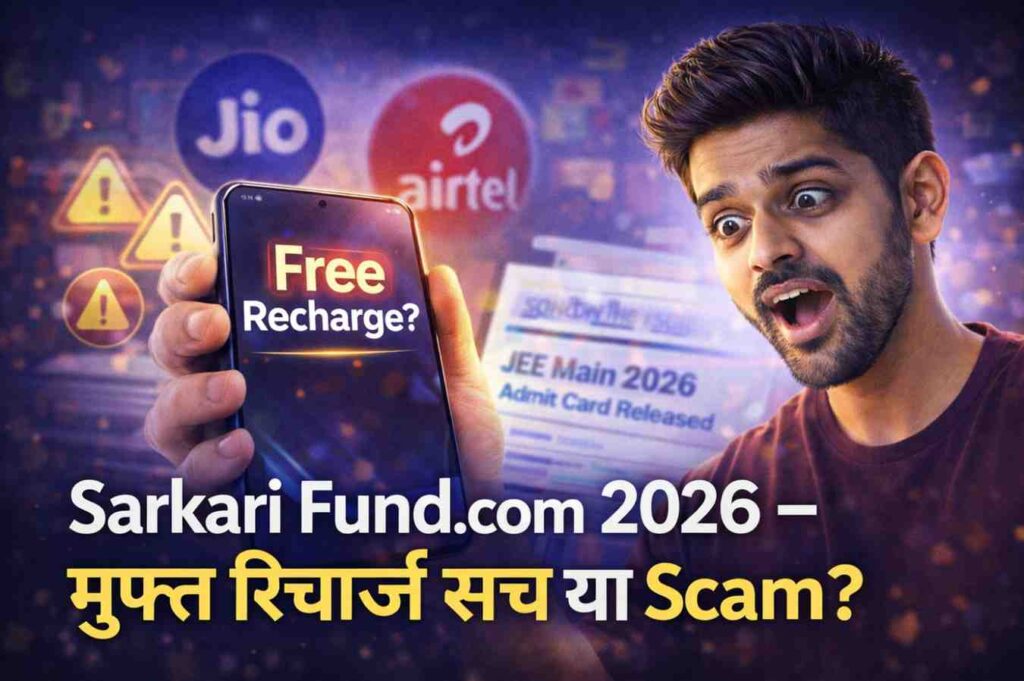 Sarkari Fund.com 2026, Jio और Airtel Free Mobile Recharge की सच्चाई, मुफ्त रिचार्ज या बड़ा Scam?