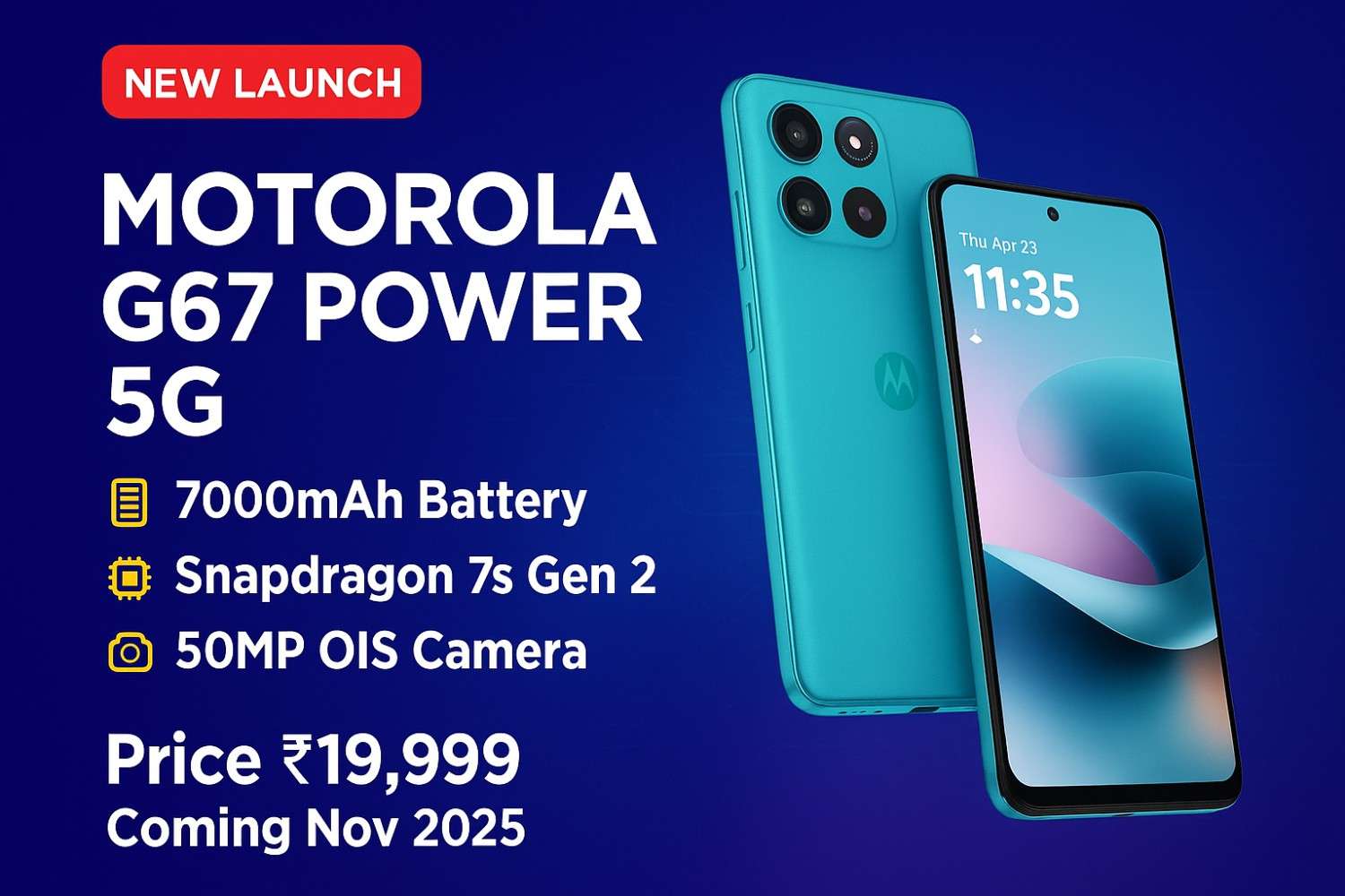 Motorola G67 Power 5G Price in India: 7000mAh Battery और Snapdragon 7s Gen 2 के साथ लॉन्च!