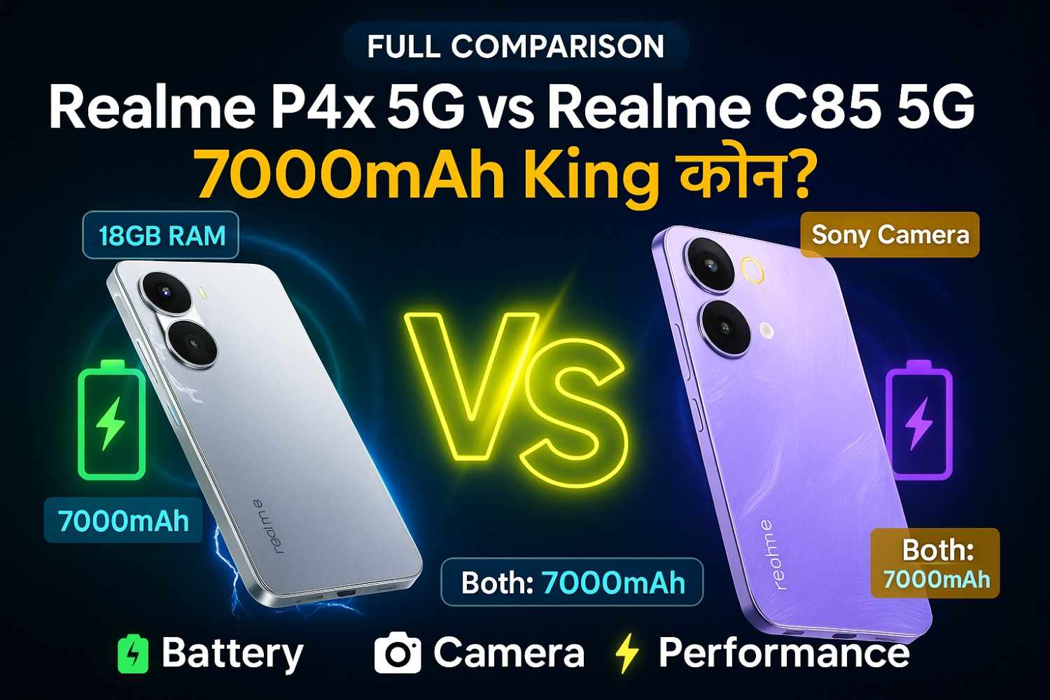 Realme P4x 5G Price vs Realme C85 5G, Full Comparison, Price, Specs, Features and Launch 2025