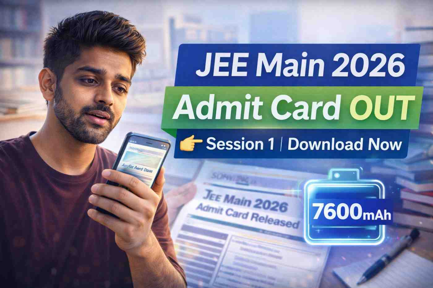 JEE Mains Admit Card 2026 जारी, Session 1 Hall Ticket Direct Link, Date, Login Process and Latest News